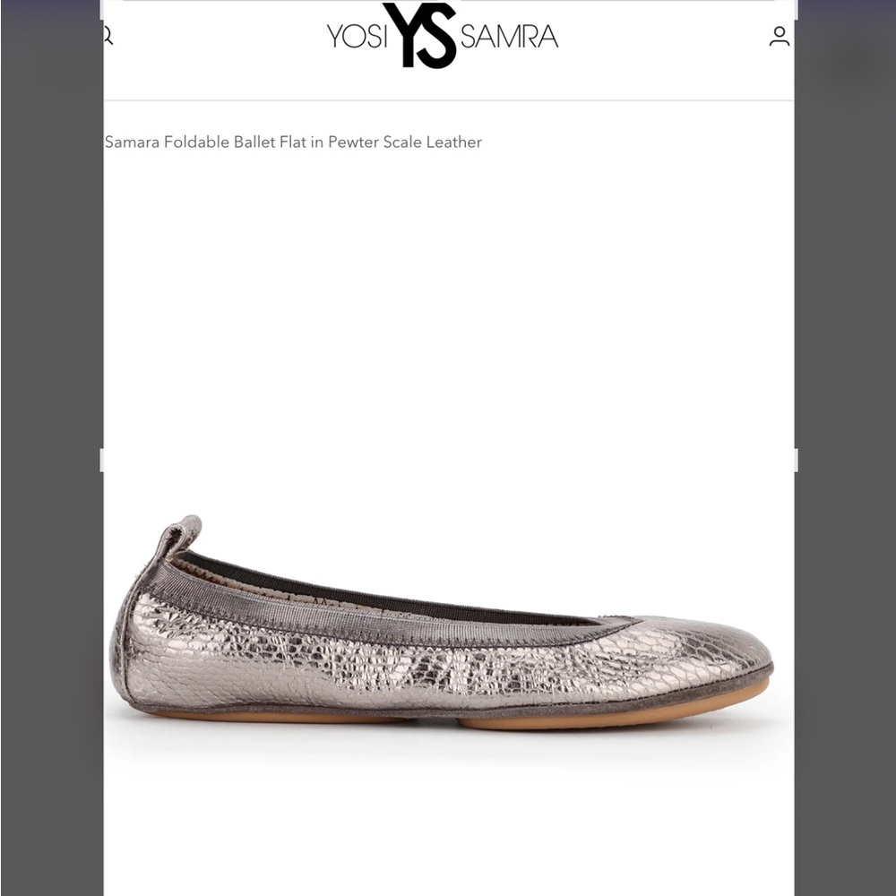 Yosi Samra Pewter Foldable Ballet Flats